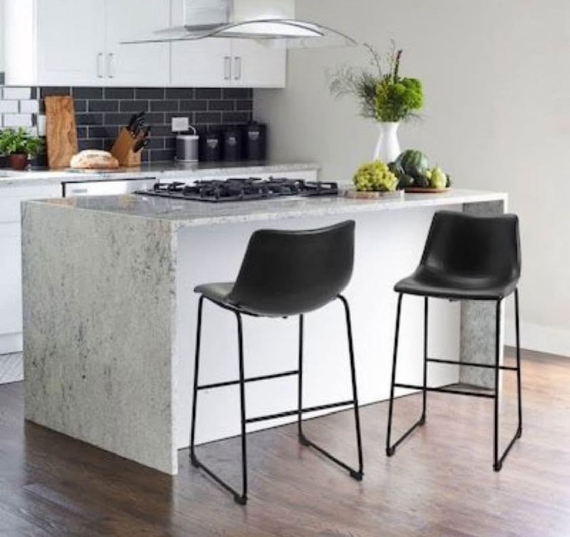 New Set of 2 Black Modern Bar Stools