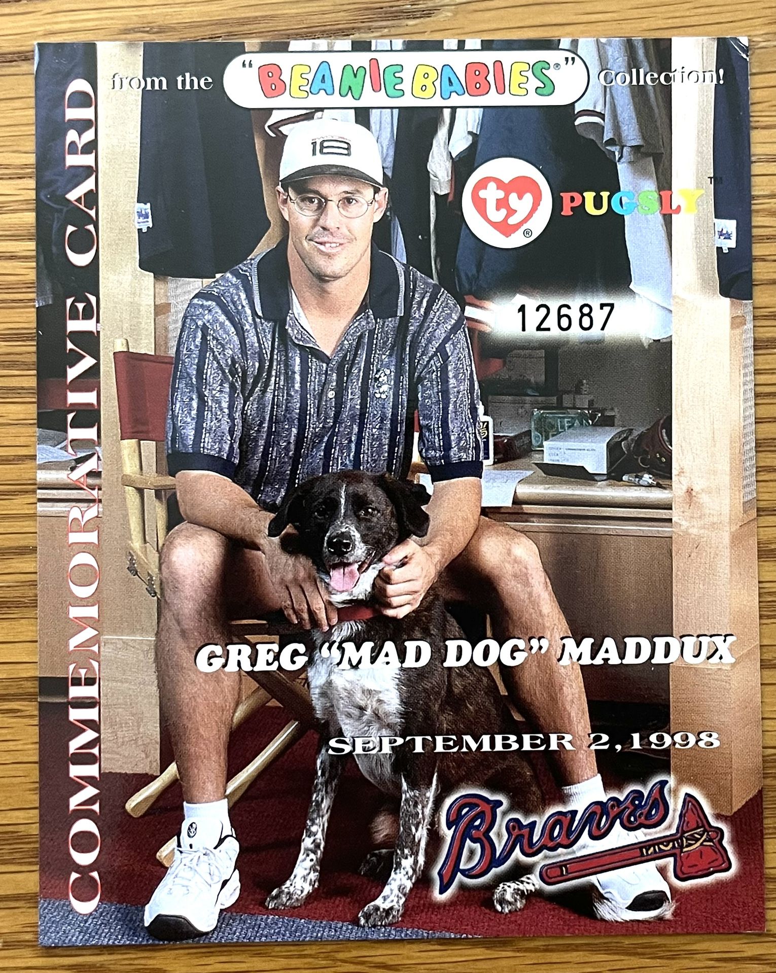 1998 2-5x7 Commemorative Cards By Beanie Babies With Pugsly Gregg Maddux #12687