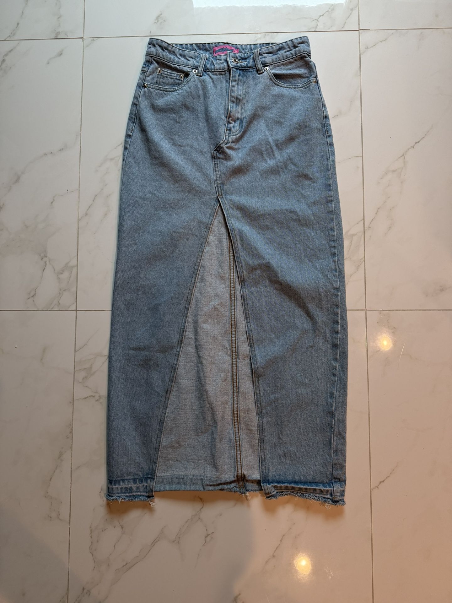 Edikted - Long Maxi Denim Skirt - Size Small