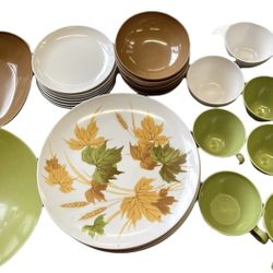 MCM Autumn Leaves Melamine Melmac Dinnerware Set 28 piece set 