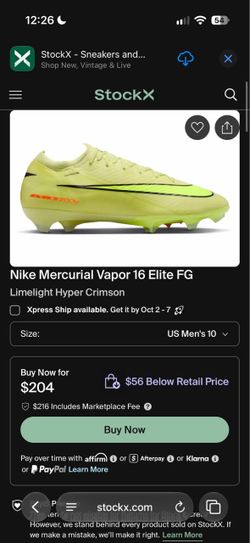 USED Nike Mercurial Vapor 16 Elite FG Cleats