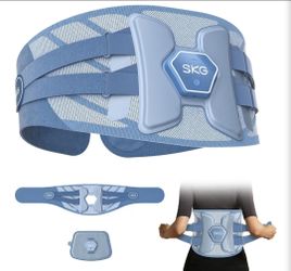 SKG QS300 Lower Back Massager for Strain Relief, Heat & Vibration Massage, Adjustable Lumbar Support Belt, 4 Massage Motors, 14000mm² Heating Area, Fi