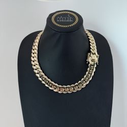 18MM 22” (403 Grams), 14K Yellow Gold over. 999 Silver, Cuban Link Chain