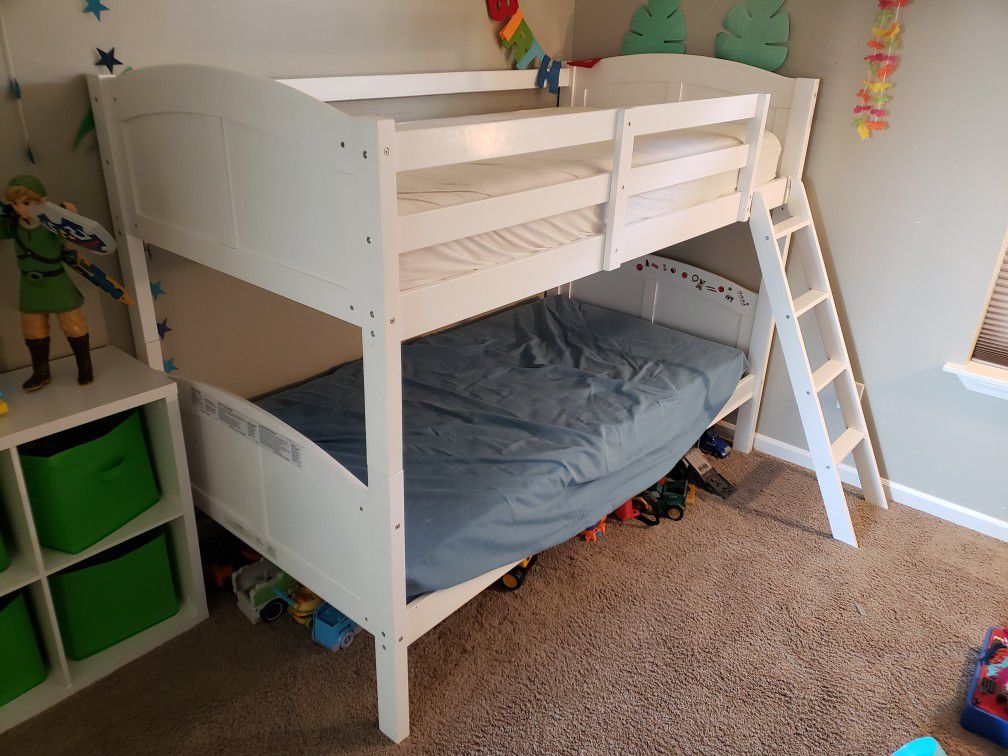 Ikea Wood Twin Bunk Bed - White convertible