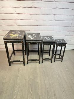 Vintage Mother Of Pearl Asian Nesting Tables 4pc