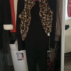 Low Cut Romper Cheetah Vest 