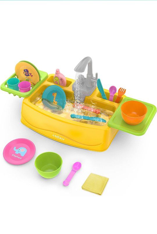 KINDIARY Play Kitchen Sink Toy with Running Water for Kids $15