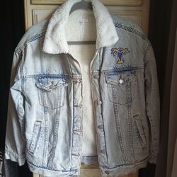 RAMS DENIM  JACKET WITH SHEEPSKIN LINING, new, size small to medium, his or hers