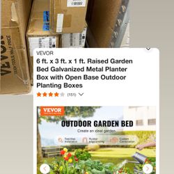 6 ft. x 3 ft. x 1 ft. Raised Garden Bed Galvanized Metal Planter Box with Open Base Outdoor Planting Boxes, cama de jardin 