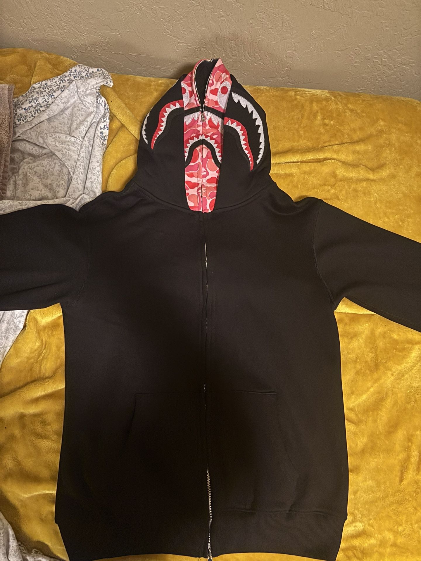 Black/ Pink Bape Double Hoodie