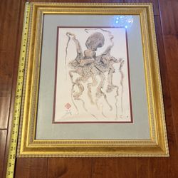 Octopus Gyotaku Kalani Lickle Signed Dated 1996 Hawaii Frame