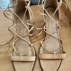 Woman's Beige Clear Heels (Size 8)