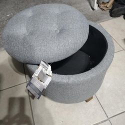 Round Gray Ottoman/ Footrest 