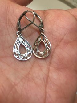 .25 Diamond Pear Shape Earings  Sterling Silver