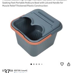 FRCOLOR Bucket High Design Foot Bath Tub Basin for Relaxation Soaking Feet Portable Pedicure Bowl with Lid and Handle for Muscle Relief Thickened Plas