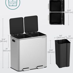 Sognomics dual bins trash can 10.6gallons each
