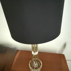Lamps (2) Black Shade , Gold & Clear Base ** 3 Way Bulb