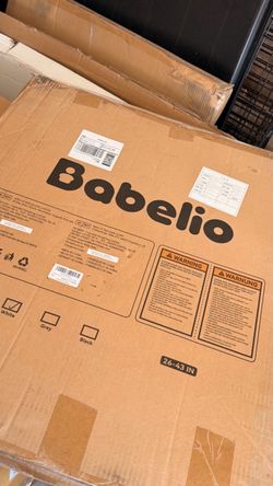 Babelio No Bottom Bar Baby Gate for Stairs, 28" H x 24-39" W, White Easy Install| One-handed Opening| Auto-close| Drill Needed Indoor Safety Dog/Pet G