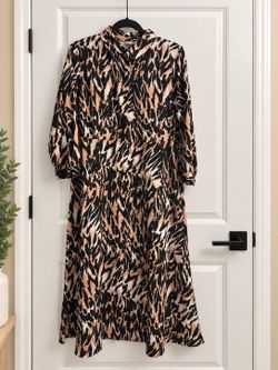 Set of 3 Animal Print Long Sleeve Shirt Dresses Medium