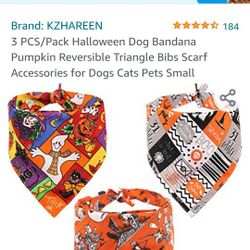 3 PCS/Pack Halloween Dog Bandana Pumpkin Reversible Triangle Bibs Scarf Accessories for Dogs Cats Pets Small

