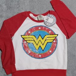 Women's Size Xsmall Wonder Woman Sweatshirt DC Comics Brand New Hero White Red
