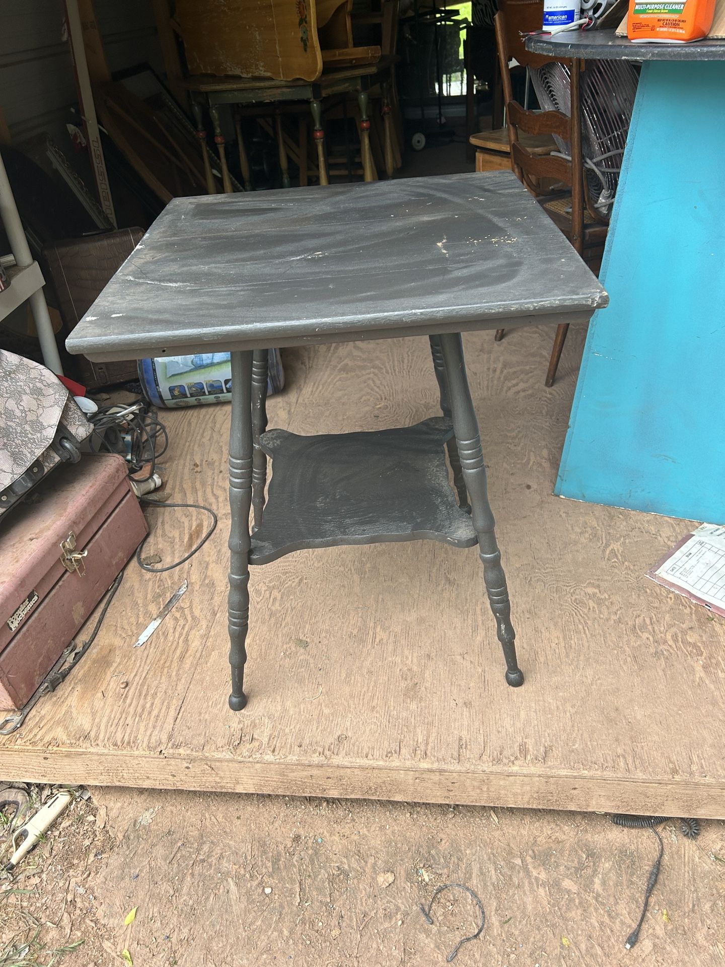 old vintage table its 29 inches tall 24 inches wide and 24 inches deep