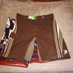 Brown Hurley Board Shorts & Stylish Quick Silver Edition Board Shorts 