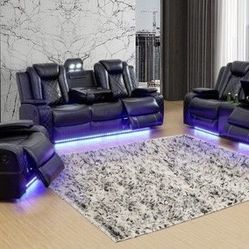 💥FREE DELIVERY💥Brand New POWER, LED, USB  3PC Reclining Sofa Loveseat Chair Set 