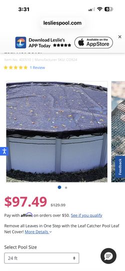 24’ Leaf Mesh Cover For Above Ground Pool