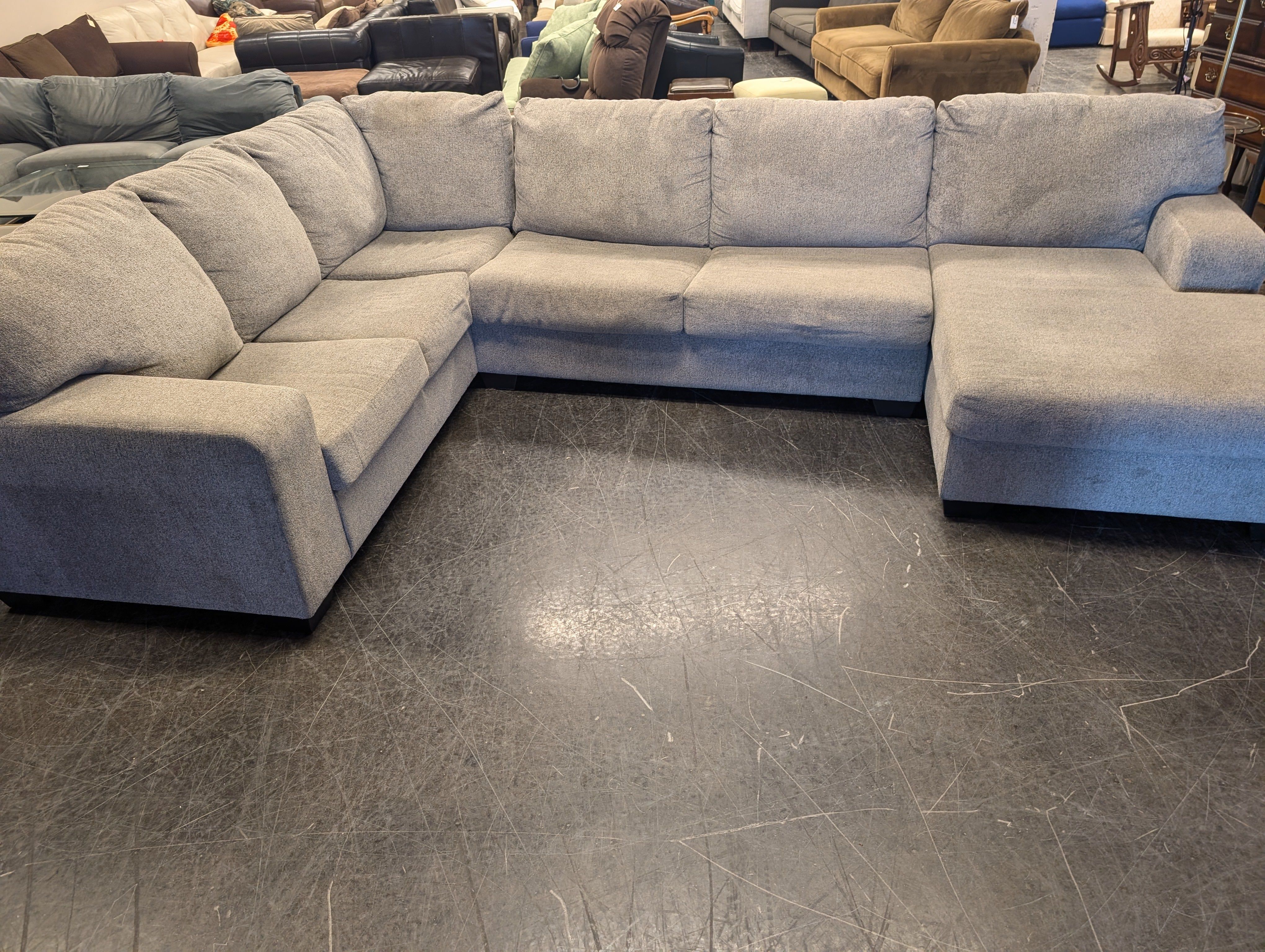 Contemporary Grey Fabric Sectional Sofa