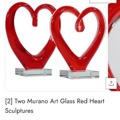 Murano Art Glass Red Heart (One)