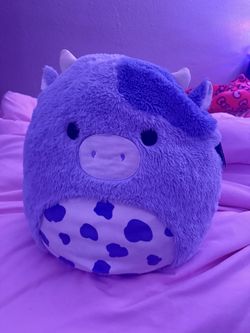Squishmallow FuzzAMallow 12” BUBBA Purple Cow