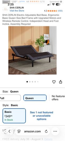 SHA CERLIN Electric Adjustable Bed Base - Queen Size