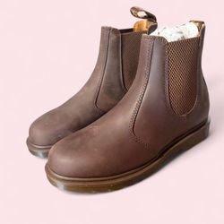 Brown leather Dr. Martens Chelsea boots