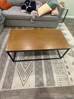 Wood Top Coffee Table with metal base
