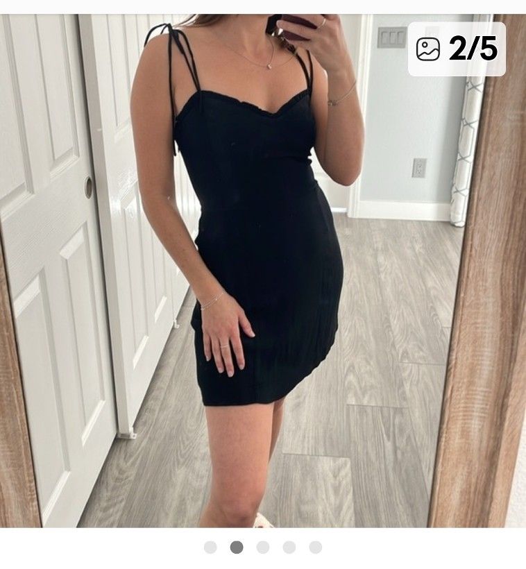 Lovely Black Mini Dress w/ Tie up Strapes  by Wilfred