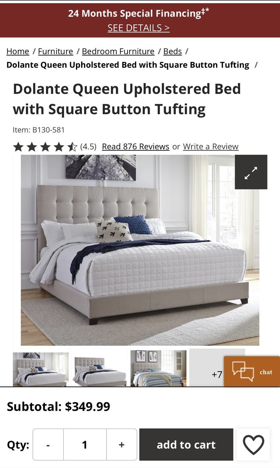 Dolante Queen Upholstered Bed with Square Button Tufting