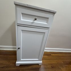 White Bathroom Cabinet with Marble Top