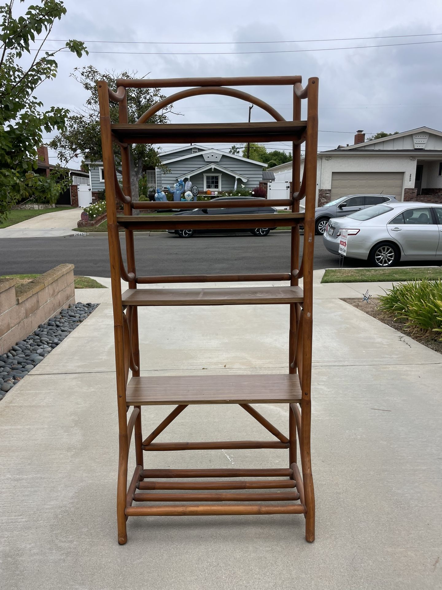 Vintage Mid Century Bamboo Shelving Wall Unit