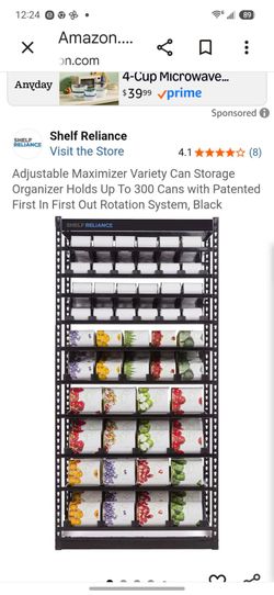 2 shelf reliance storage shelves for canned goods