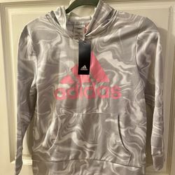 Adidas Girl Pink Marble Sweater/hoodie Size 14