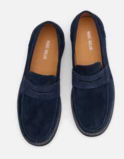 Marc Nolan abe navy suede penny loafers shoes size 7.5