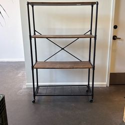 Shelving-Black/natural Metal 4 -Shelf Bookcase ( 40-in W x 63-in H x 15.75-in D ) $60 OBO