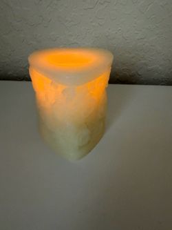 Decorative Heart Shaped Flameless Candle with Rose Design on the Side, Comes with Batteries