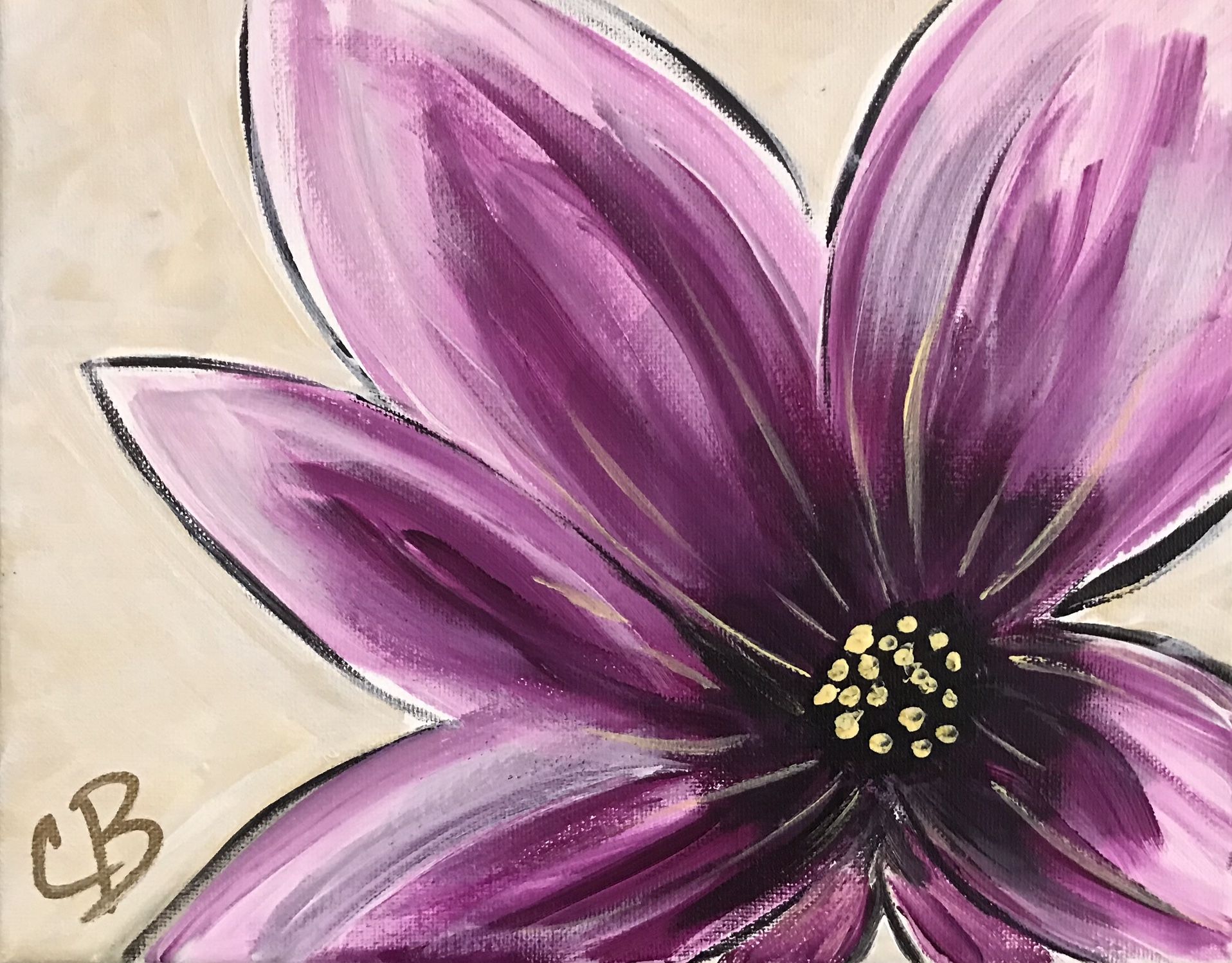 Hand Painted Purple Flower
