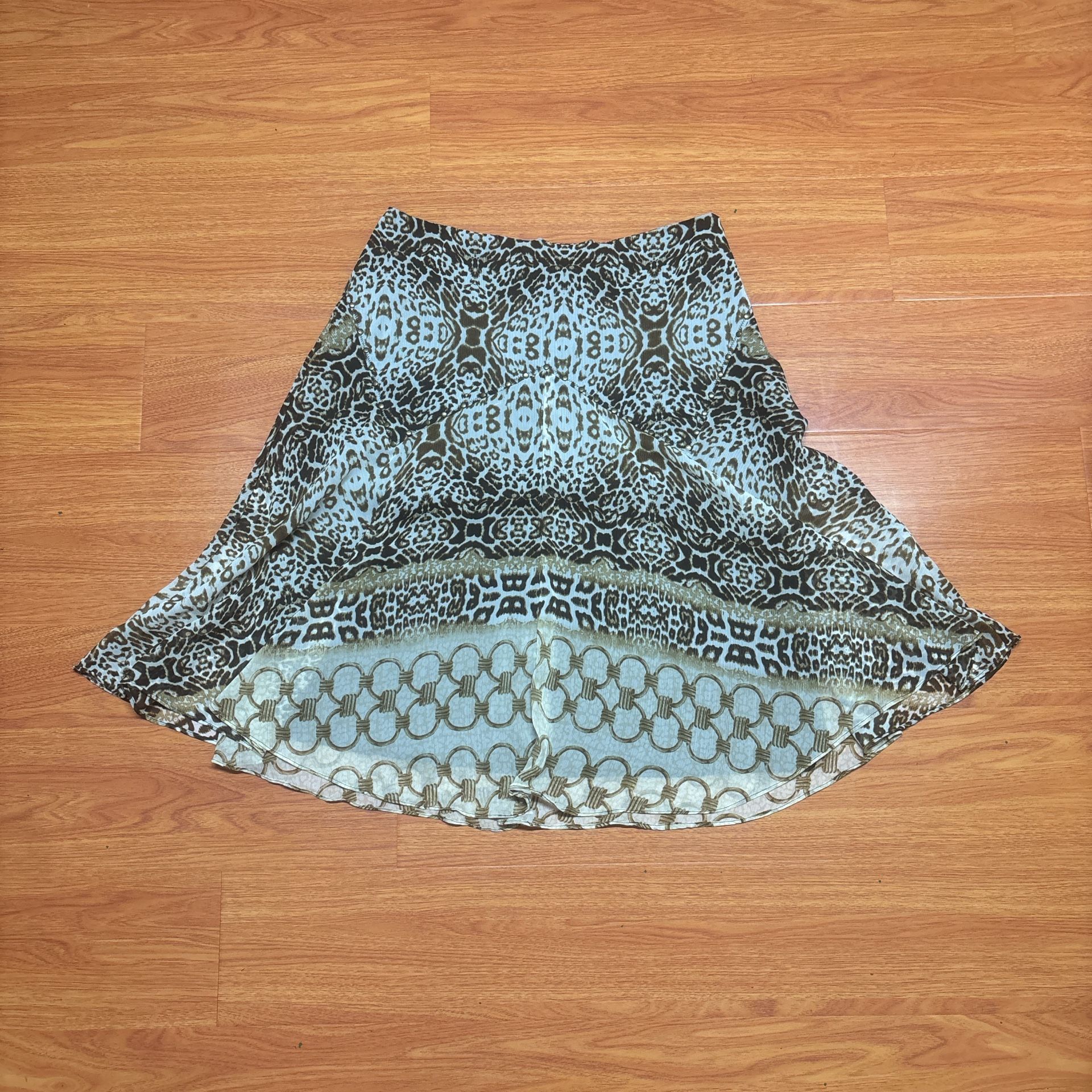 Vintage Y2K For The republic Leopard Chain Link Skirt Size 8