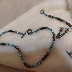 PRETTY AQUA LUSTER 4 PIECE JEWELRY SET FOR $10.00