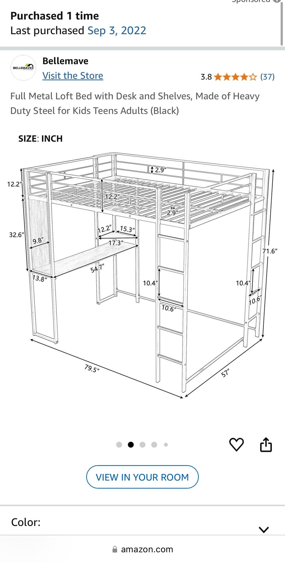 Full Size Metal Bedframe For Kids And YA
