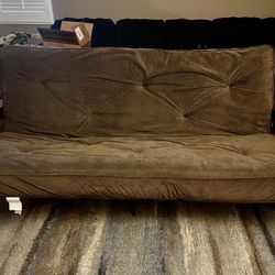 Queen Size Wood Futon Bed With Brown Mattress