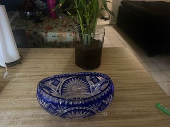 Cobalt Blue Cut Crystal Bowl